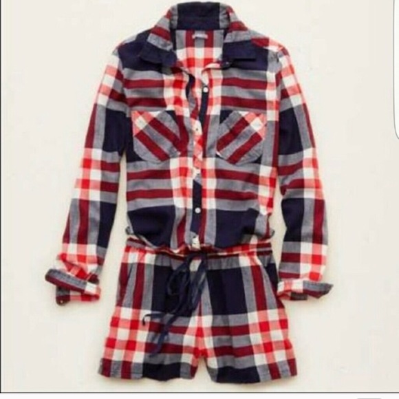 NEW AEO flannel romper - Picture 4 of 7